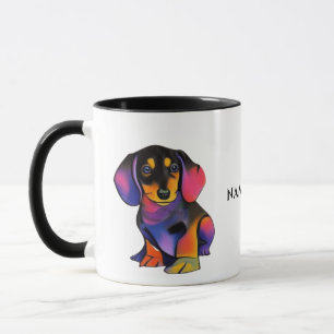 Mug Cute DACHSHUND tasse/tasse avec nom modifiable