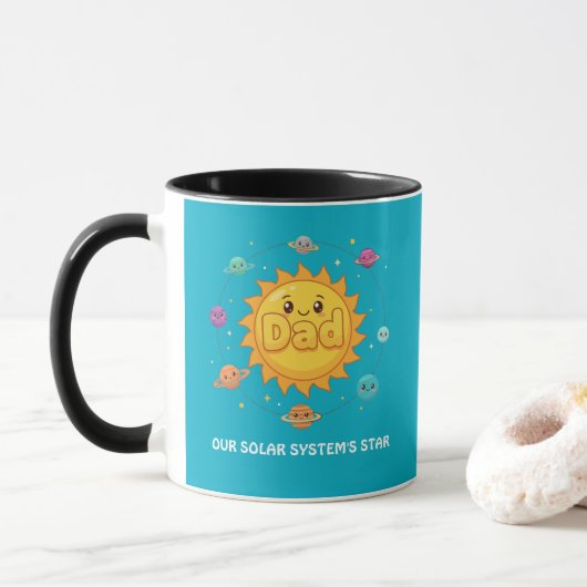 Mug Cute Dad Solar System Star Space Cartoon (Avec donut)