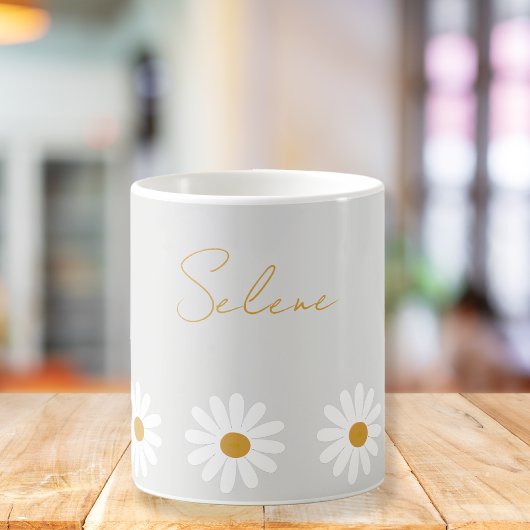 Mug Cute daisy ceramic mug, Daisy cappuccino cup 