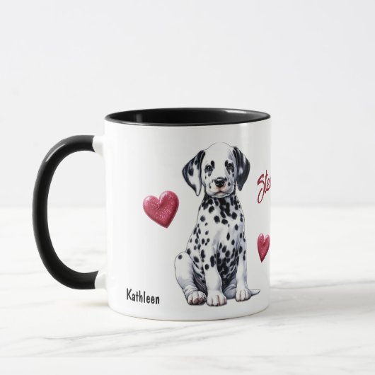 Mug Cute Dalmatien Chiot Voler Coeurs (Gauche)
