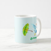 Mug Cute Dancing Blue Canard avec Parapluie Polka-Dot (Devant droit)