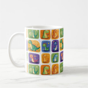 Mug Cute Dinosaur Collage Motif - Dino amusant et joua