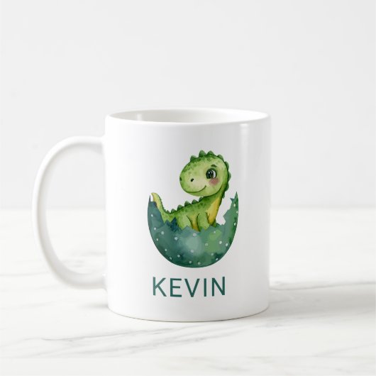 Mug Cute Dinosaur Gender Neutral Watercolor Custom Kid (Gauche)