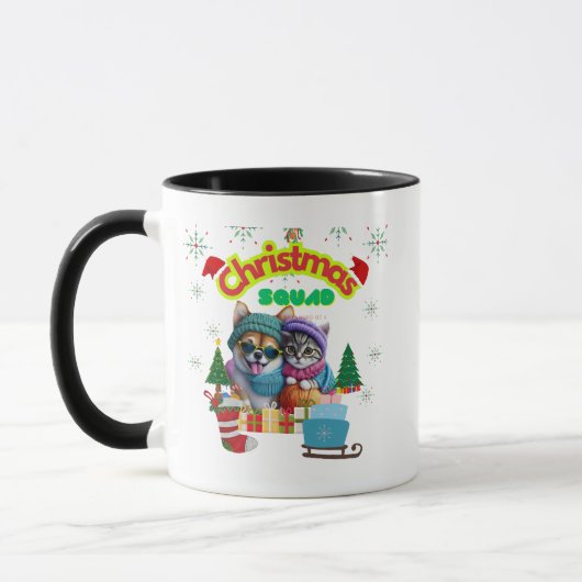 Mug Cute dog and cat Christmas squad design (Gauche)