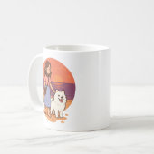 Mug Cute Dog Mom Walking Fluffy Pup on Sunset Beach (Devant gauche)