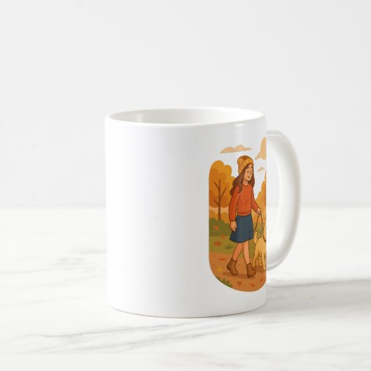 Mug Cute Dog Mom Walking Pup in Cozy Forest (Devant droit)