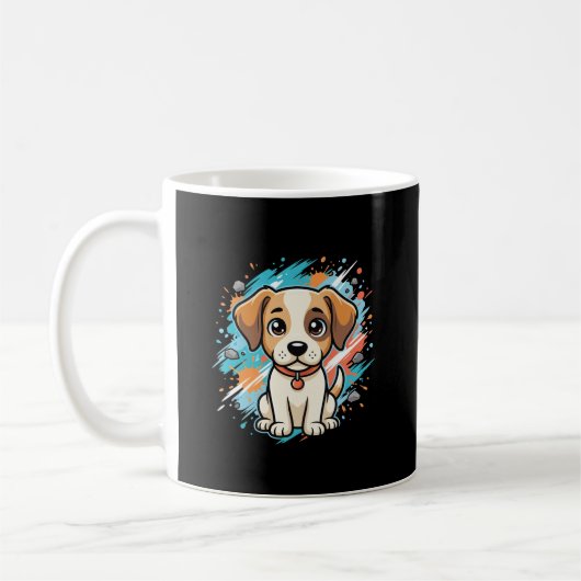 Mug Cute Dog Paint Splash Vector Art_1 (Gauche)