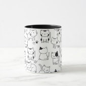 Mug Cute Doodle Chats noir blanc Motif (Centre)