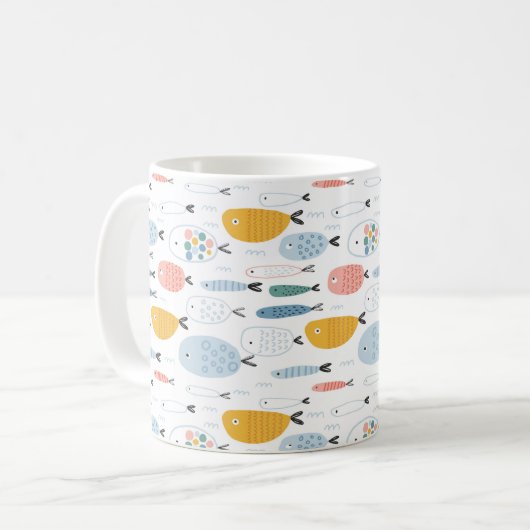 Mug Cute Doodle École de Motif de poisson (Devant gauche)