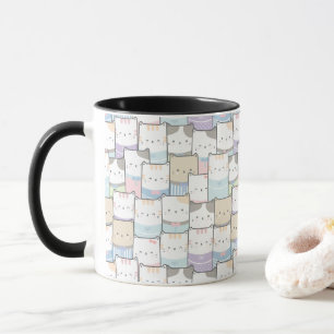 Mug Cute Doodle Kitten Visages Motif