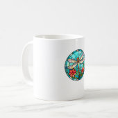 Mug Cute Dragonfly Stained Glass Floral Dragon Fly Lov (Devant gauche)
