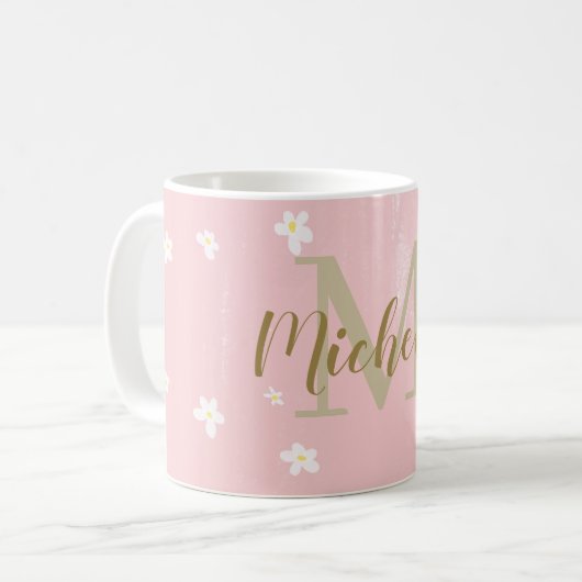 Mug Cute Dusty Rose Doux Maisies Fille Monogramme (Devant gauche)