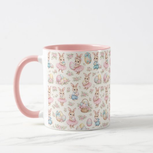 Mug Cute Easter Bunny Floral Pattern - Pastel Spring (Gauche)