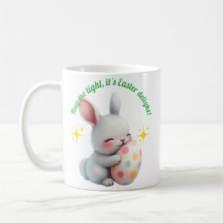 Mug Cute Easter Bunny Hugging Colorful Egg