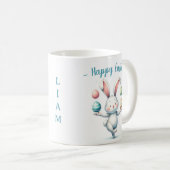 Mug Cute Easter Bunny Juggling Eggs Personalized Kids  (Devant droit)