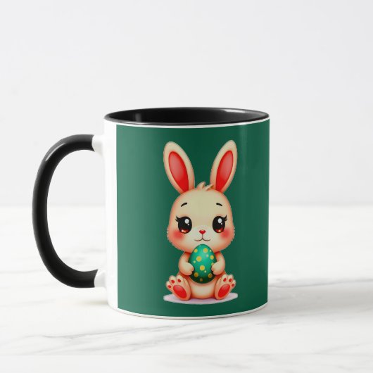Mug Cute Easter Bunny – Kawaii Rabbit with Egg caneca (Gauche)