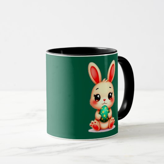 Mug Cute Easter Bunny – Kawaii Rabbit with Egg caneca (Devant droit)