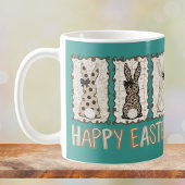 Mug Cute Easter Bunny n Animal Print Brown Bows Teal