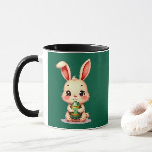 Mug Cute Easter Bunny with Chocolate Egg caneca (Avec donut)