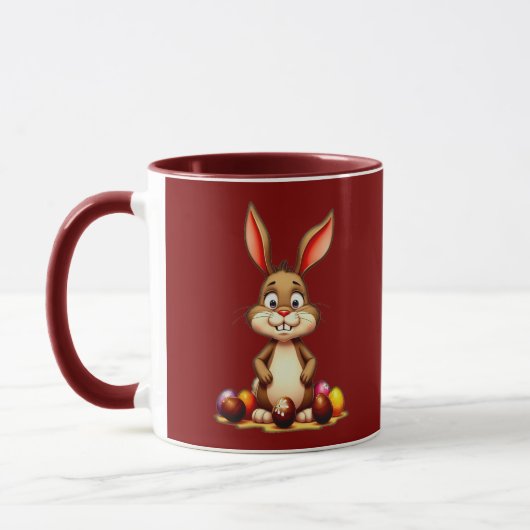 Mug Cute Easter Bunny with Chocolate Eggs - caneca (Gauche)