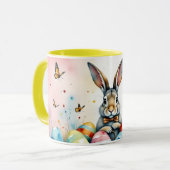 Mug Cute Easter Bunny with Colorful Painted Eggs (Devant gauche)