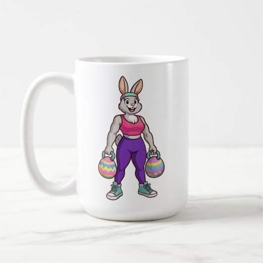Mug Cute Easter Bunny Workout Cartoon – Fitness Rabbit (Gauche)