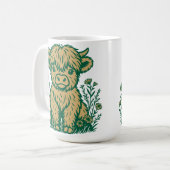 Mug Cute écossaise Highland Vache & Fleur sauvage (Devant gauche)