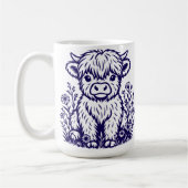 Mug Cute écossaise Highland Vache & Fleur sauvage (Gauche)
