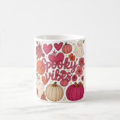 Mug Cute Éffrayant Vibes Coeurs Design Citrouille (Centre)