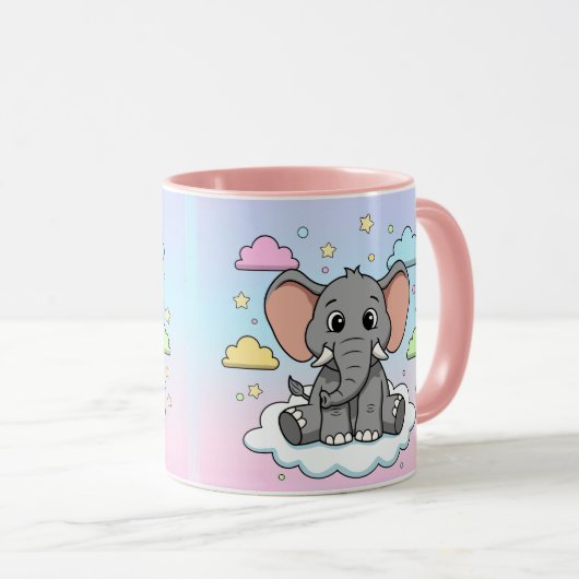Mug Cute Elephant on Cloud - I'm Ele-Fun-t Pun (Devant droit)