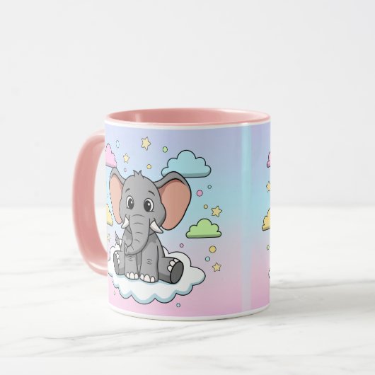 Mug Cute Elephant on Cloud - I'm Ele-Fun-t Pun (Devant gauche)