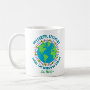 Mug Cute Enseignant préscolaire World Nom personnalisé