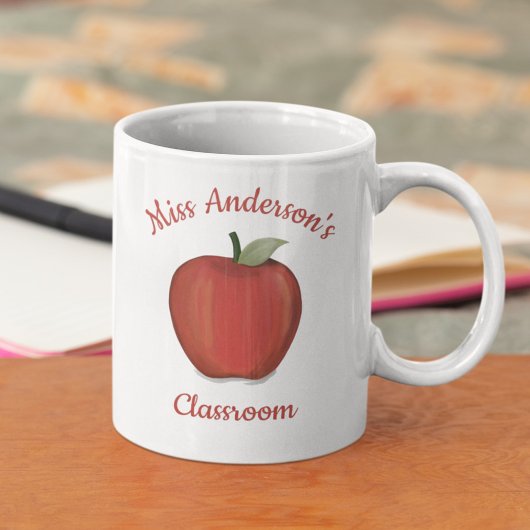 Mug Cute enseignant Rouge Pomme personnalisée