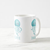 Mug Cute et amusante méduse bleu-vert (Devant droit)