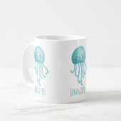 Mug Cute et amusante méduse bleu-vert (Devant gauche)