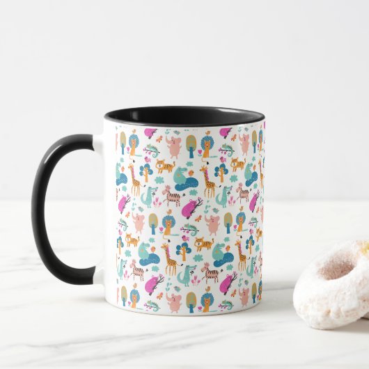 Mug Cute et colorée Jungle Animaux Motif (Avec donut)