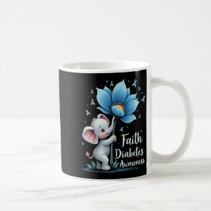 Mug Cute Faith Elephant Diabète Sensibilisation Retro