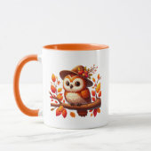 Mug Cute Fall Seasonal owl monogram (Gauche)