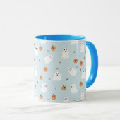 Mug Cute Fantôme et Citrouille Motif d'Halloween bleu (Devant droit)