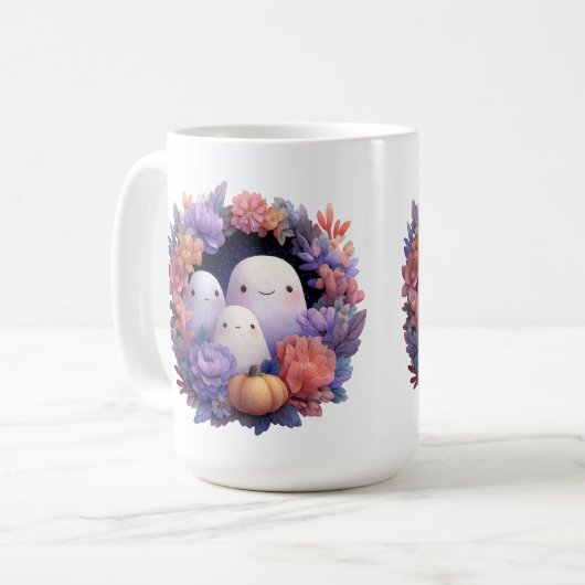 Mug Cute Fantôme Famille Halloween Wreath (Devant gauche)