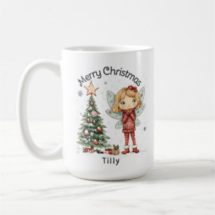 Mug Cute Fée de Noël personnalisée et arbre