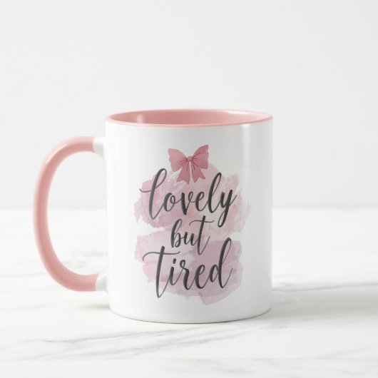 Mug Cute Feminine Pink Bow Graphic (Gauche)