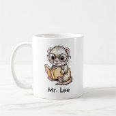 Mug Cute Ferret Reading Book Custom (Gauche)