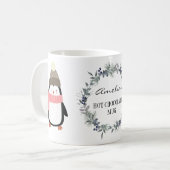 Mug Cute Festive couronne et pingouin personnalisé (Devant gauche)