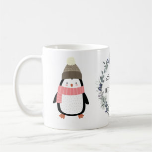 Mug Cute Festive couronne et pingouin personnalisé