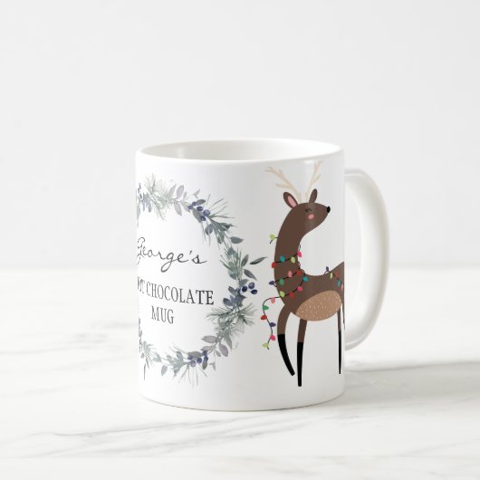 Mug Cute Festive couronne et rennes personnalisés (Devant droit)