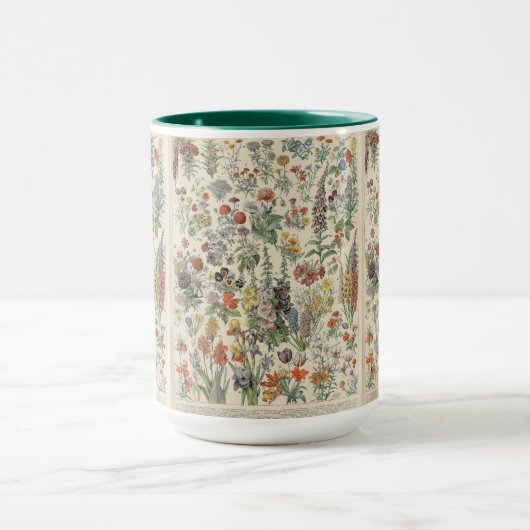 Mug Cute Floral Botanical Drawing by Adolphe Millot (Centre)