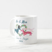 Mug Cute Floral Dachshund Chiens Mariée et Groom  (Devant gauche)