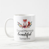 Mug Cute Floral Fox Good Morning Beau matin (Gauche)