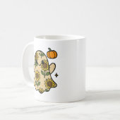 Mug Cute Floral Halloween Fantôme Motif de tournesol (Devant gauche)